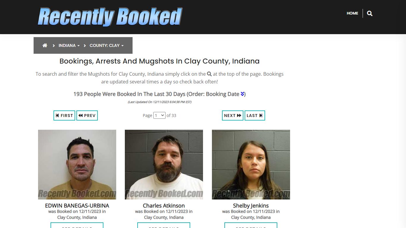 Recent bookings, Arrests, Mugshots in Clay County, Indiana