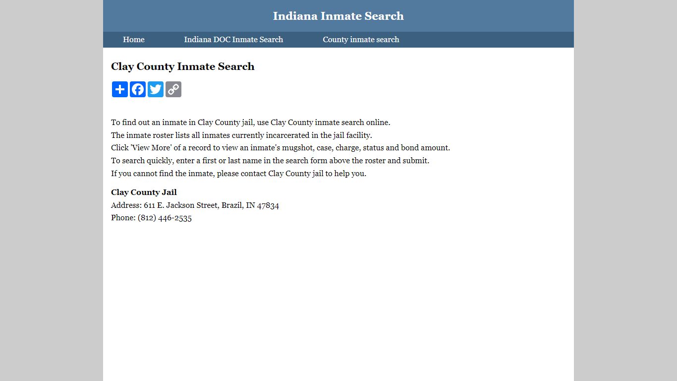 Clay County Inmate Search